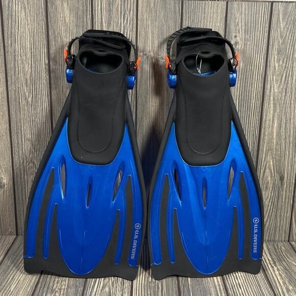 US Divers Fins Swim Dive Snorkel Blue Black Sz S/M 3D Water Beach Vacation - Picture 1 of 7